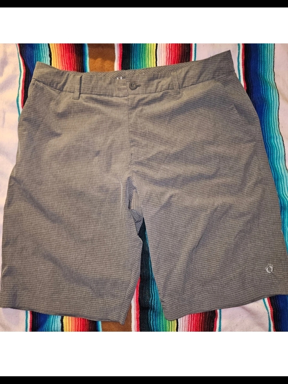 Hang Ten Gray Micro-Striped Flat Front Men's Shorts Size 34 Summer Swim Beach